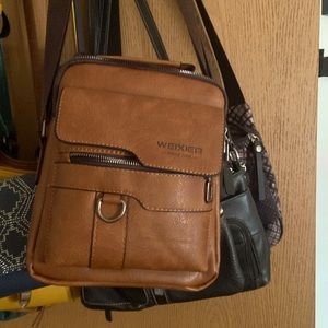 Brown leather crossbody purse